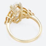 Marquise Cut Moissanite Ring​ Floral Cluster with Citrine Accents in Yellow Gold