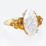 Marquise Cut Moissanite Floral Cluster Engagement Ring with Citrine Accents (5)