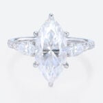 Marquise 2 Carat Moissanite Ring​ Promise Ring with Hidden Halo in White Gold
