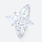 Marquise 2 Carat Moissanite Ring​ Promise Ring with Hidden Halo in White Gold
