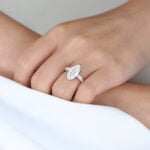 Marquise 2 Carat Moissanite Ring​ Promise Ring with Hidden Halo in White Gold