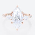 Marquise 2 Carat Moissanite Ring​ Promise Ring with Hidden Halo in Rose Gold