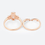 1ct Marquise Cut Moissanite Ring​ Set Vintage Floral Matte Finish Bridal Ring in Rose Gold