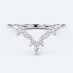 V Shaped Lab Diamond Ring Round Cut Stackable Wedding Band