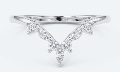 V Shaped Lab Diamond Ring Round Cut Stackable Wedding Band