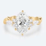 2ct Oval Lab Grown Diamond Rings​ Entwined Vine 6-Prong Engagement Ring in Yellow Gold