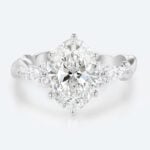 2ct Oval Lab Grown Diamond Rings​ Entwined Vine 6-Prong Engagement Ring in White Gold