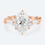 2ct Oval Lab Grown Diamond Rings​ Entwined Vine 6-Prong Engagement Ring in Rose Gold