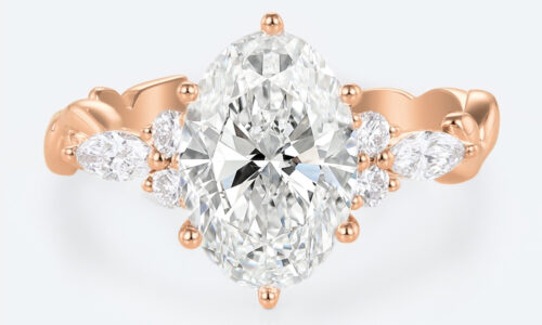2ct Oval Lab Grown Diamond Rings​ Entwined Vine 6-Prong Engagement Ring in Rose Gold