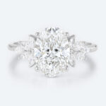 2ct Oval Cluster Lab Diamond Ring​ Floral 4-Prong Engagement Ring in White Gold