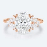 2ct Oval Cluster Lab Diamond Ring​ Floral 4-Prong Engagement Ring in Rose Gold