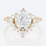 3ct Oval Cut Lab Diamond Ring Semi-Halo 6-Prong Engagement Rings in Yellow Gold