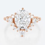 3ct Oval Cut Lab Diamond Ring Semi-Halo 6-Prong Engagement Rings in Rose Gold