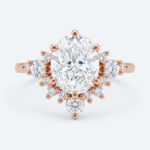 Oval Cut Lab Grown Diamond Semi-Halo 6-Prong Engagement Ring in Yellow Gold (3)