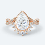 Pear Cut Lab Grown Diamond Twisting Pavé Band Bezel Setting Engagement Ring in White Gold (1)