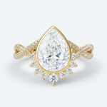 Pear Cut Lab Grown Diamond Twisting Pavé Band Bezel Setting Engagement Ring in White Gold (2)