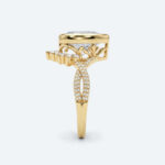 Pear Cut Lab Grown Diamond Twisting Pavé Band Bezel Setting Engagement Ring in White Gold (6)