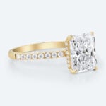 Radiant Cut Lab Grown Diamond Pavé 4 Claw Prong Engagement Ring (2)