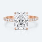 3.5ct Radiant Cut Lab Diamond Ring​ Pavé 4 Claw Engagement Ring in Rose Gold
