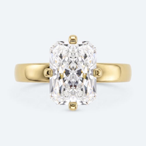 Radiant Cut Lab Grown Diamond Solitaire 4-Prong Engagement Ring in Yellow Gold