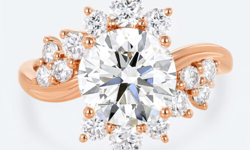 2.5ct Lab Diamond Ring​ Round Cut Eternal Swirl 4-Prong Engagement Ring in Rose Gold