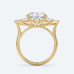 Round Cut Lab Grown Diamond Sunburst Halo 4-Prong Engagement Ring in Yellow Gold (3)