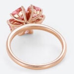 Round Moissanite Floral Engagement Rings​ with 2.2ct Heart Pink Sapphire Petals in Rose Gold