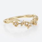 Round Lab Diamond Wedding Bands​ Vine-Inspired Stacking Ring in Yellow Gold