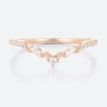 Lab Diamond Stackable Wedding Band 0.13ct V-Shaped Wedding Rings in Rose Gold