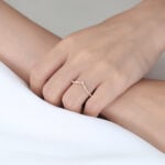 Lab Diamond Stackable Wedding Band 0.13ct V-Shaped Wedding Rings in Rose Gold