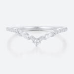 Lab Diamond Stackable Wedding Band 0.13ct V-Shaped Wedding Rings in White Gold