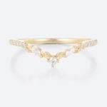 Lab Diamond Stackable Wedding Band 0.13ct V-Shaped Wedding Rings in Yellow Gold