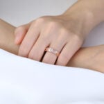 Marquise Wide Band Lab Diamond Ring with Leaf-Engraved Design in Rose Gold