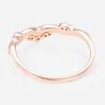 Lab Diamond Curved Wedding Ring Vintage Leaf Chevron Wedding Band in Rose Gold