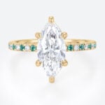 1.5ct Marquise Cut Lab Created Diamond Rings​ Elegant 6 Claw Prong Engagement Ring in Yellow Goldant 6 Claw Ring