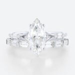 2ct Marquise Cut Lab Diamond Engagement Ring​ Set Modern Cluster 4-Prong Bridal Ring Set in White Gold