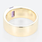 Baguette Cut Amethyst Ring​ Minimalist Ultra Wide Band in Yellow Gold