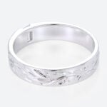 Baguette Cut Lab Diamond Rings Recessed Leaf Engraved Wide Band in White Gold