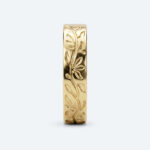 Baguette Cut Lab Grown Diamond Recessed Leaf Engraved Wide Band (7)