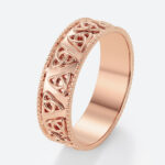 Celtic Trinity Knot Pattern Wide Wedding Band with Milgrain Edges in Rose Gold