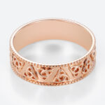 Celtic Trinity Knot Pattern Wide Wedding Band with Milgrain Edges in Rose Gold