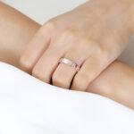 Solid Gold Wide Wedding Bands​ Floral Engraved Wide Band with Rose Motif in Rose Gold