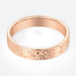Solid Gold Wide Wedding Bands​ Floral Engraved Wide Band with Rose Motif in Rose Gold