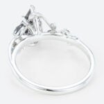 1ct Kite Cut Black Rutilated Quartz Ring Botanical Engagement Ring in White Gold