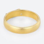 Wide Band Engagement Rings Leaf Motif Matte Finish Moss Agate Accent in Yellow Gold