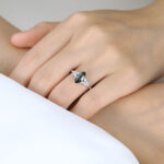 Marquise Cut Green Sapphire Engagement Ring 1.5ct Floral Cluster Ring in White Gold
