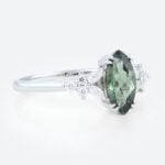 Marquise Cut Green Sapphire Engagement Ring 1.5ct Floral Cluster Ring in White Gold