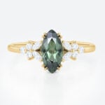Marquise Cut Green Sapphire Engagement Ring 1.5ct Floral Cluster Ring in Yellow Gold