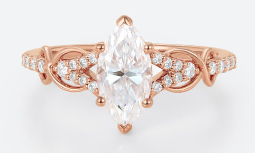 1ct Marquise Moissanite Ring Romantic Infinity Engagement Rings in Rose Gold