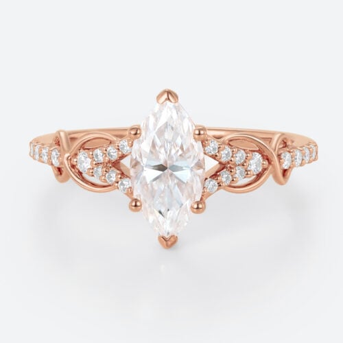 1ct Marquise Moissanite Ring Romantic Infinity Engagement Rings in Rose Gold